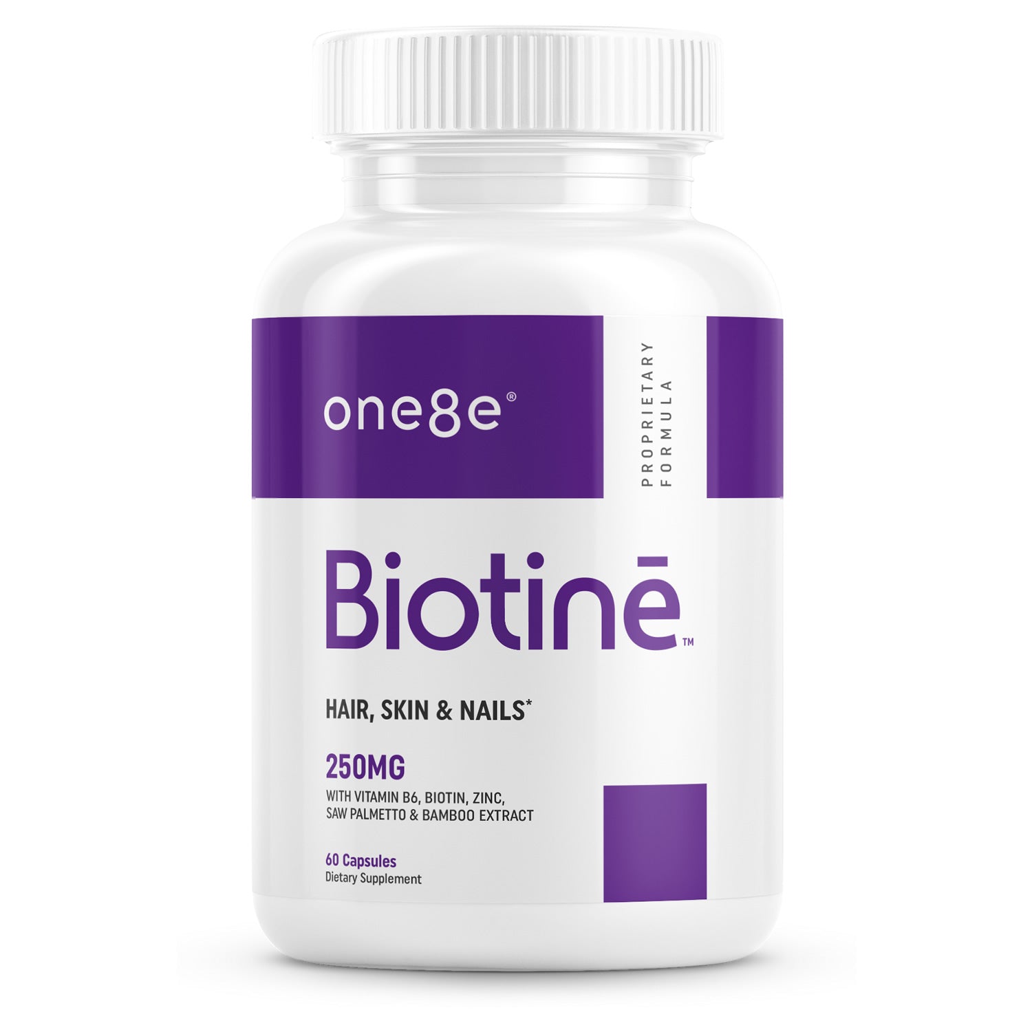 ONE8E Biotinē beauty supplement bottle
