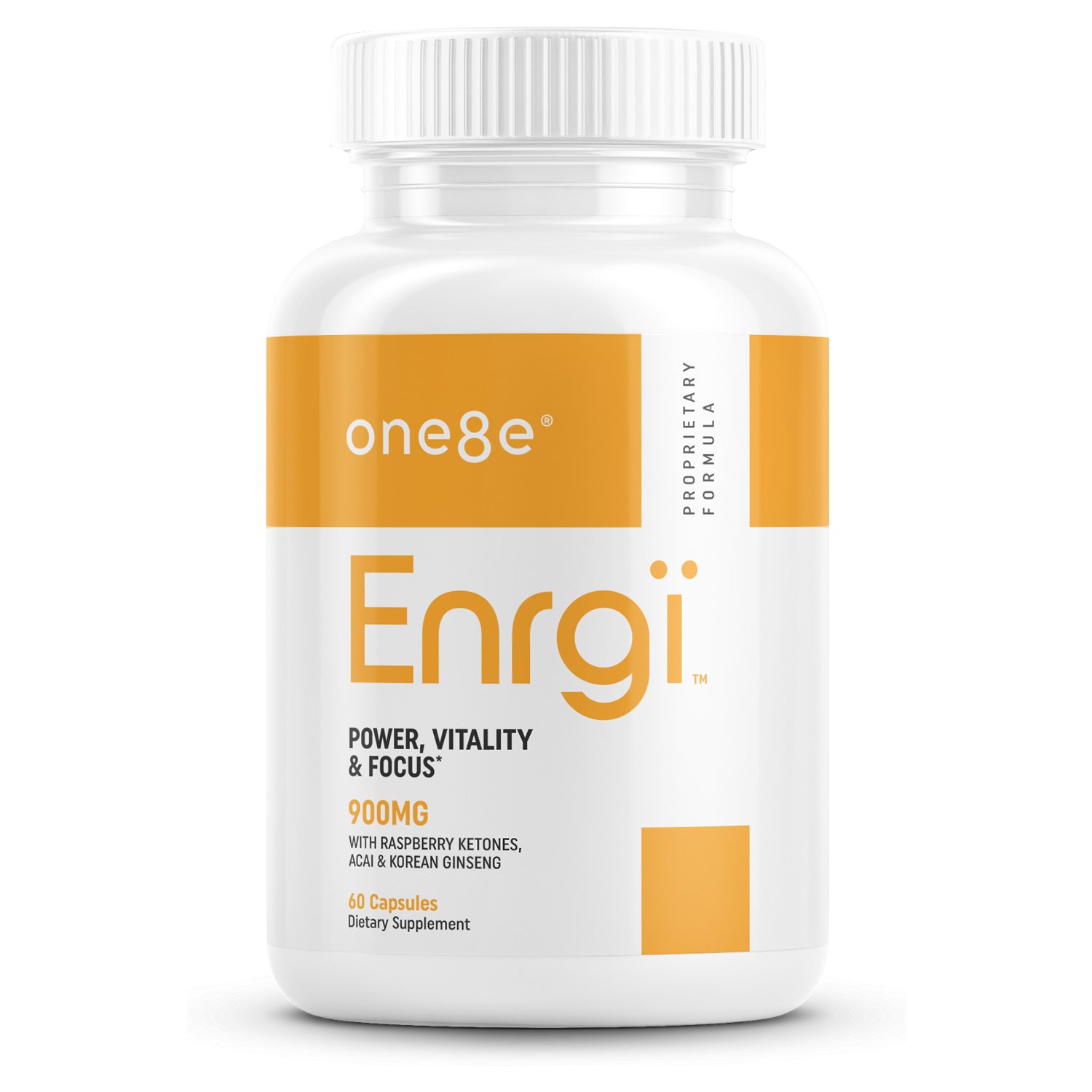 ONE8E Enrgï energy and focus supplement bottle